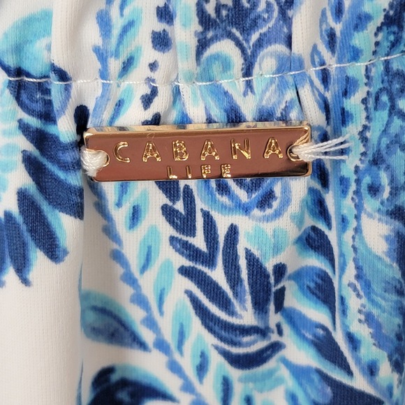 Cabana Life Women's L Blue White Paisley Sleeveless Halter Shift Travel Dress - Picture 6 of 12